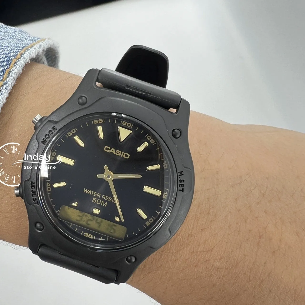 Casio Analog-Digital Men's Watch AW-49HE-1A Resin Band Resin Glass