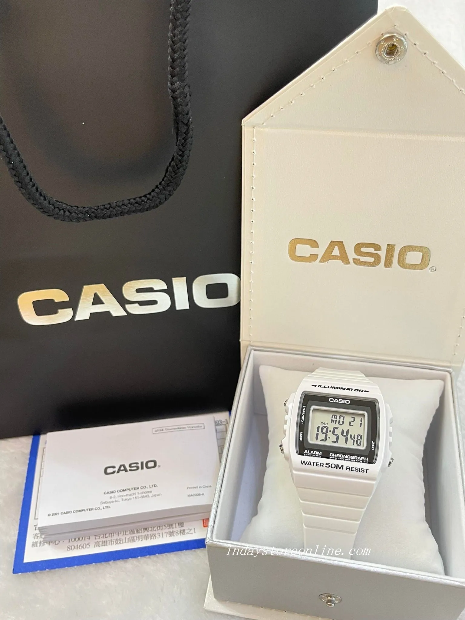 Casio Digital Women's Watch W-215H-7A Digital White Color Resin Band Resin Glass