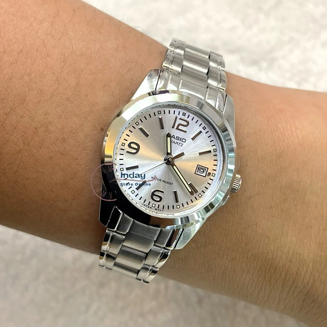 Casio Fashion Women's Watch LTP-1215A-7A Silver Stainless Steel Band Triple-fold Clasp Mineral Glass