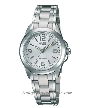 Casio Fashion Women's Watch LTP-1215A-7A Silver Stainless Steel Band Triple-fold Clasp Mineral Glass