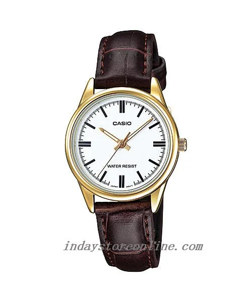 Casio Standard Women's Watch LTP-V005GL-7A Brown Leather Strap Mineral glass