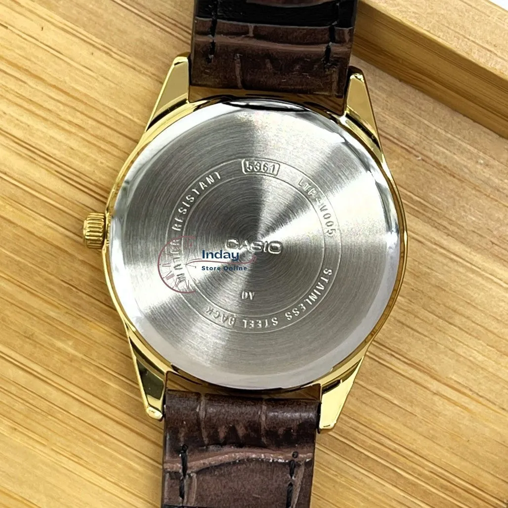 Casio Standard Women's Watch LTP-V005GL-7A Brown Leather Strap Mineral glass
