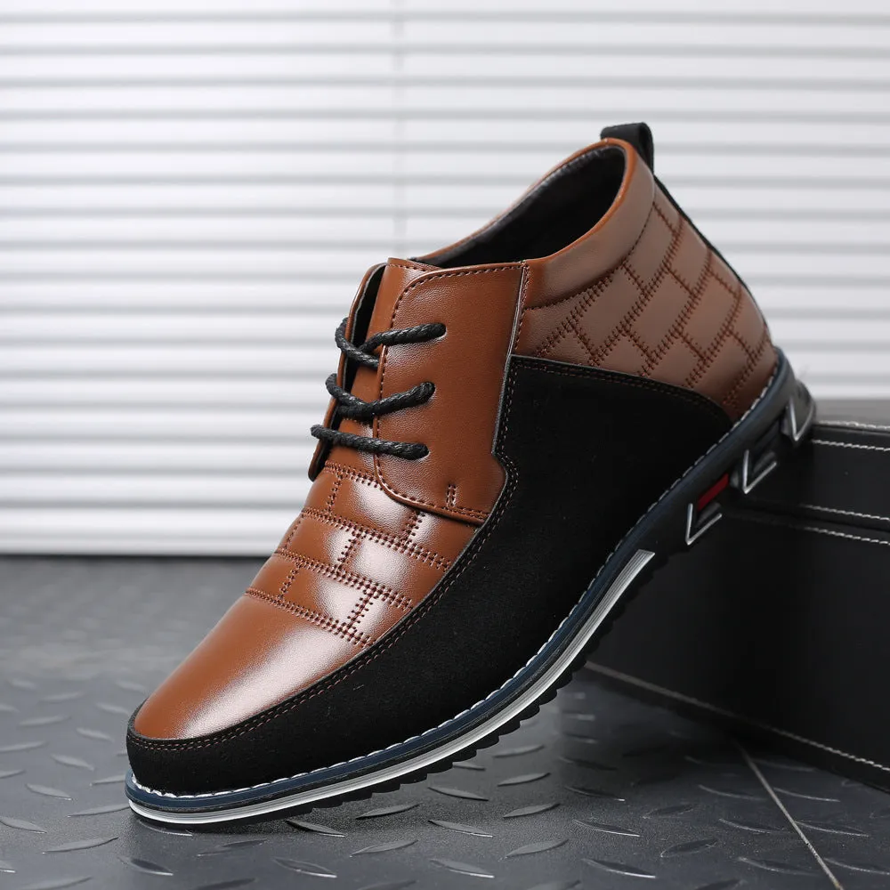 Casual Round-Toe Lace-Up Breathable PU Leather Loafers For Men