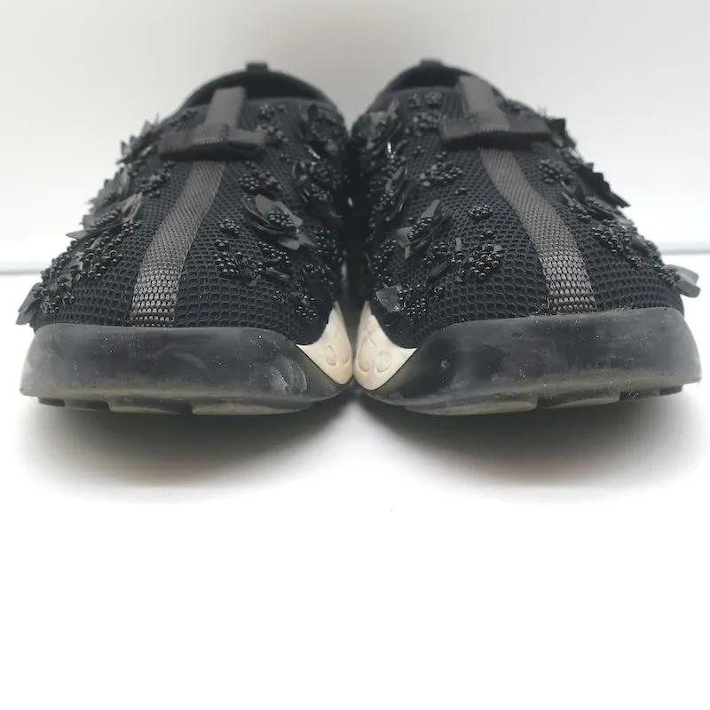 Christian Dior Fusion Floral Beaded Sneakers Black Mesh Size 41