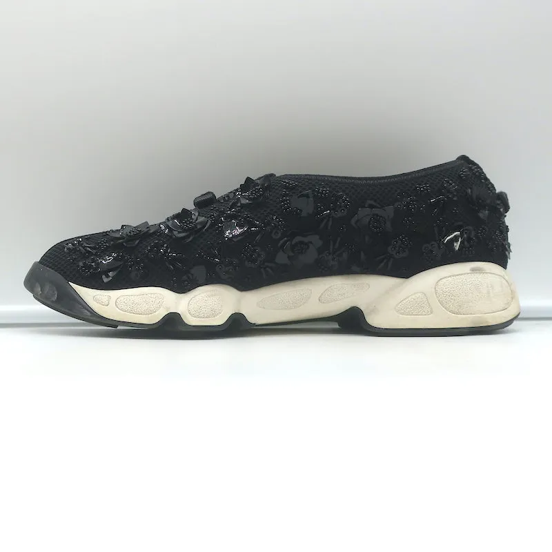 Christian Dior Fusion Floral Beaded Sneakers Black Mesh Size 41