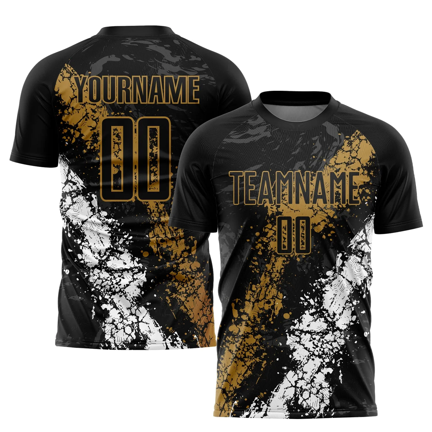 Custom Black Old Gold-White Sublimation Soccer Uniform Jersey