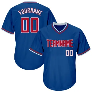 Custom Royal Red-White Authentic Throwback Rib-Knit Baseball Jersey Shirt