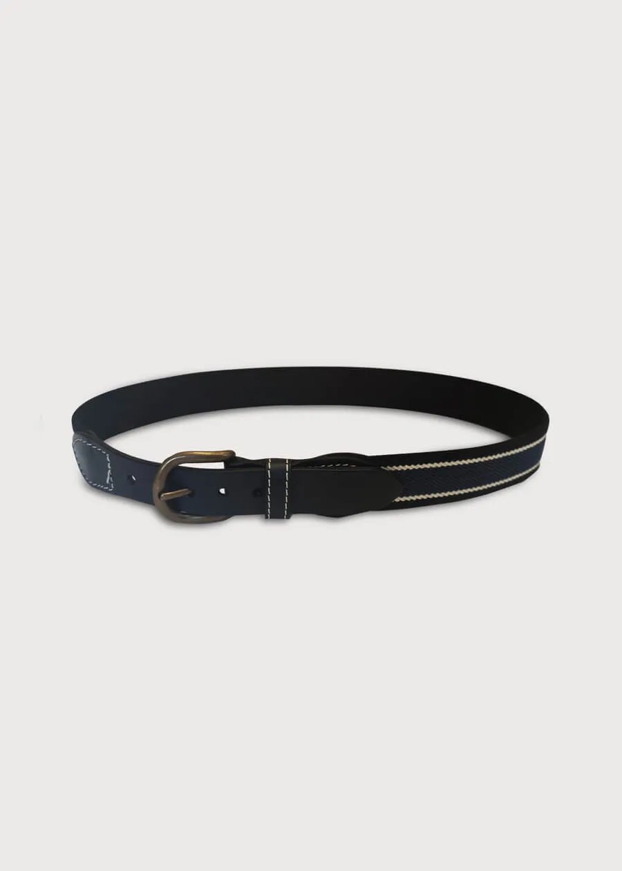 Dark Blue Striped Belt