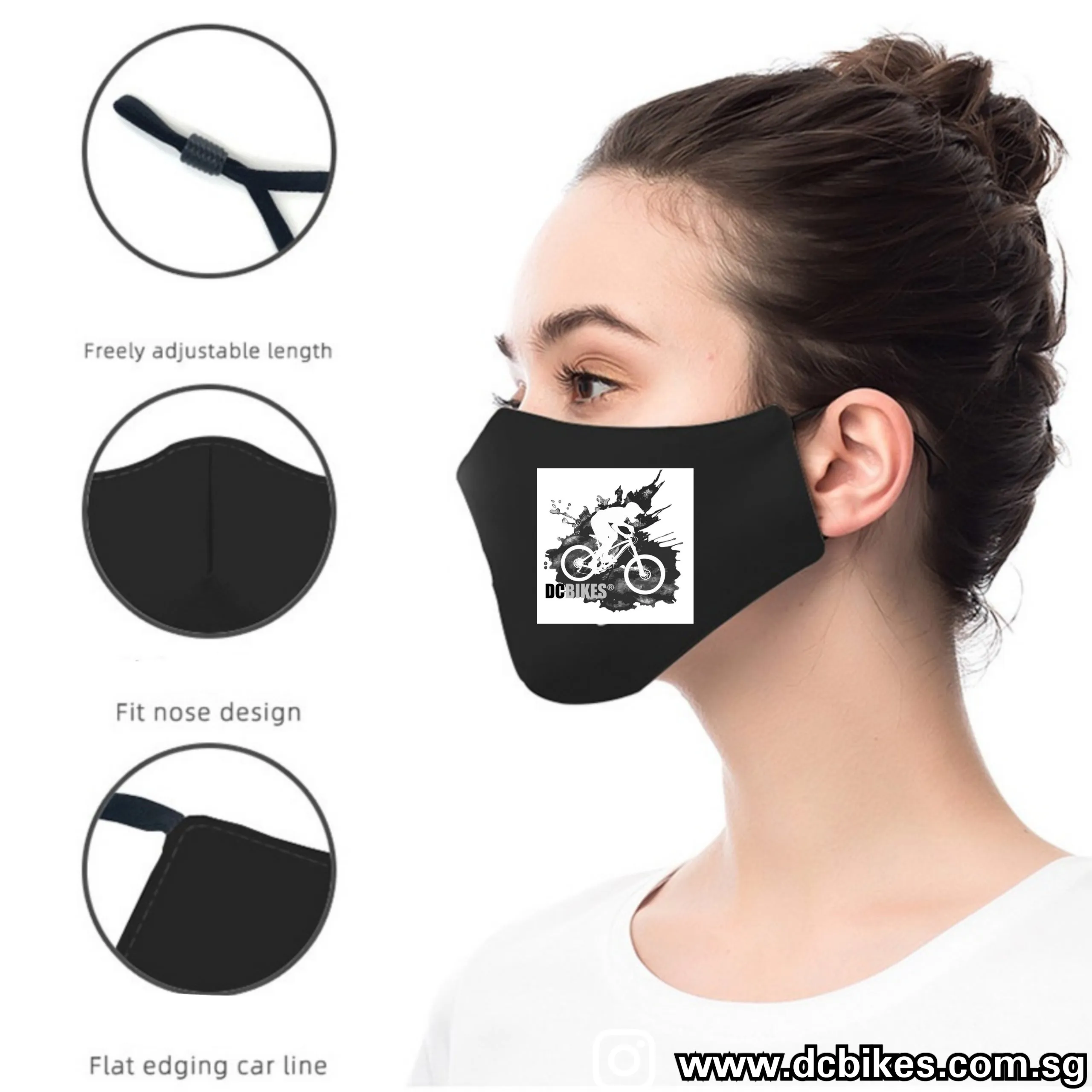 Dcbikes® Anti Dust Adult/Kids Activated Carbon Filter Ice Silk Black Face Mask