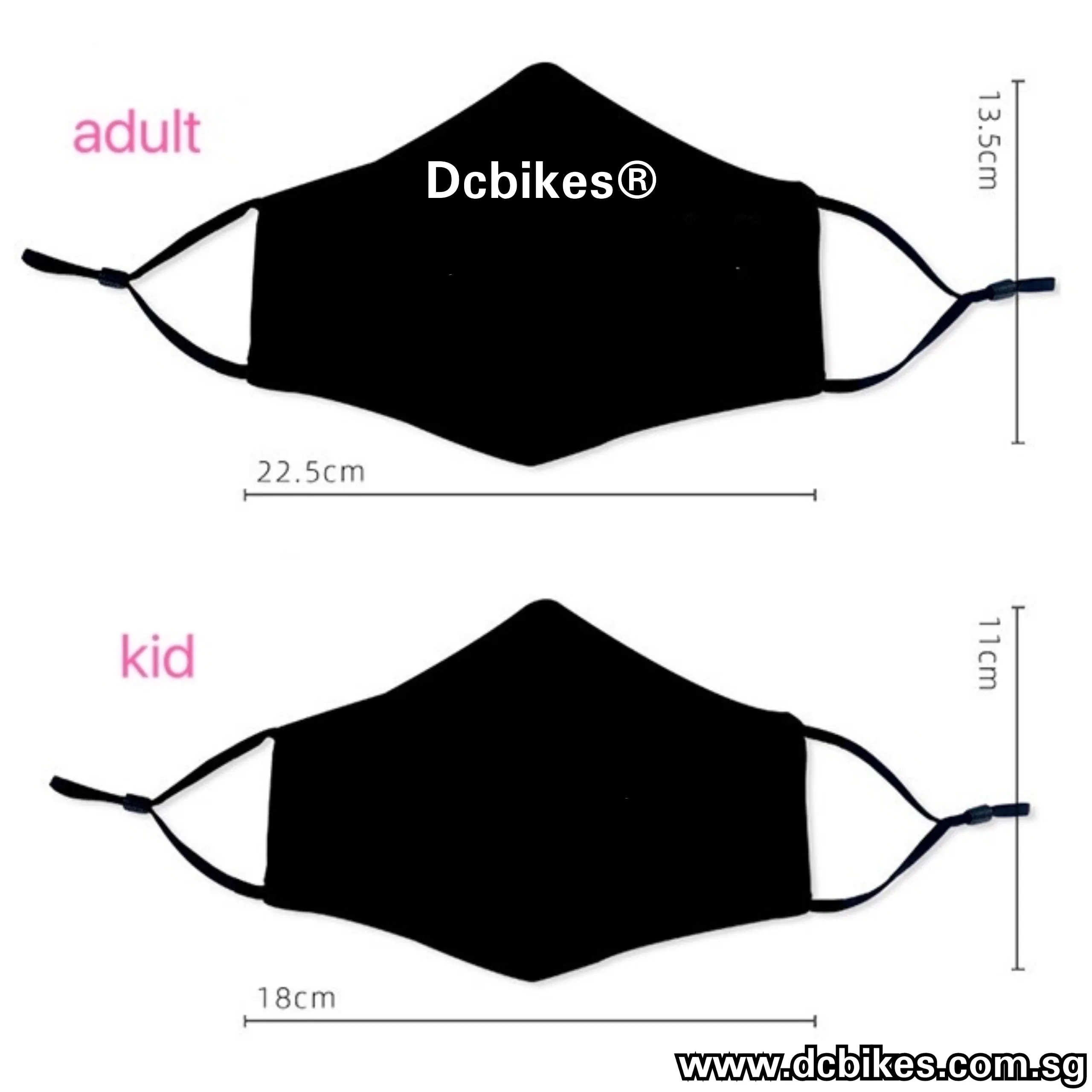 Dcbikes® Anti Dust Adult/Kids Activated Carbon Filter Ice Silk Black Face Mask