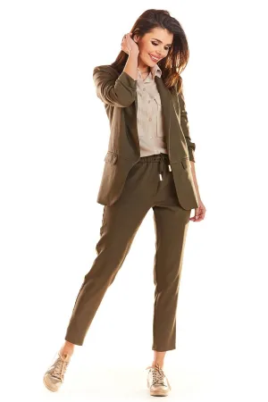 Decorative Stripe Elastic Trousers