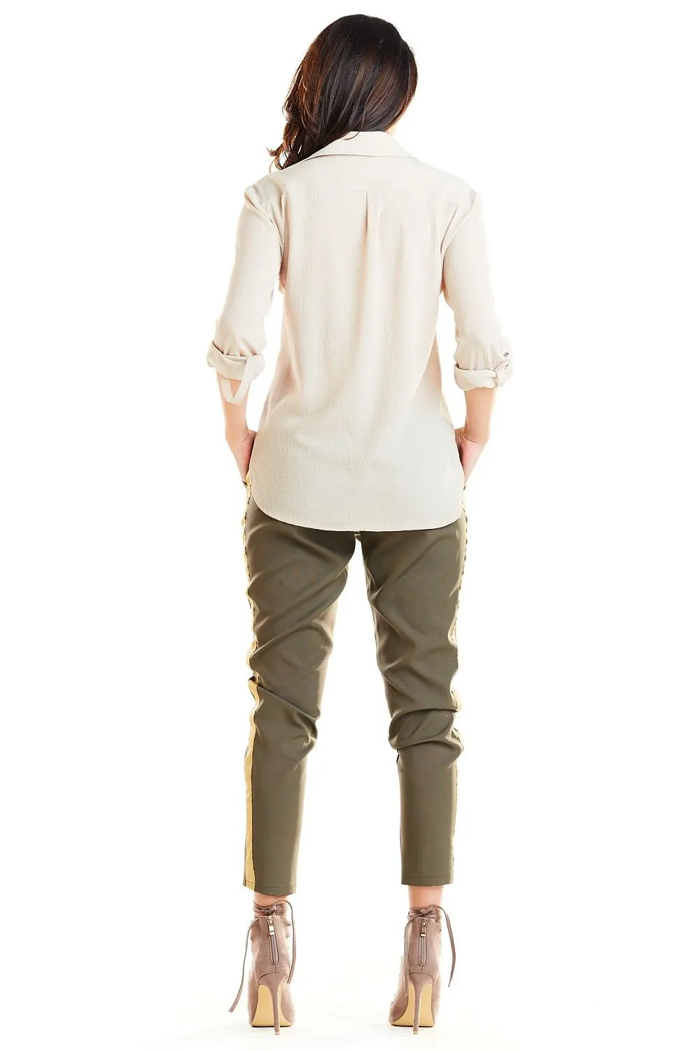 Decorative Stripe Elastic Trousers