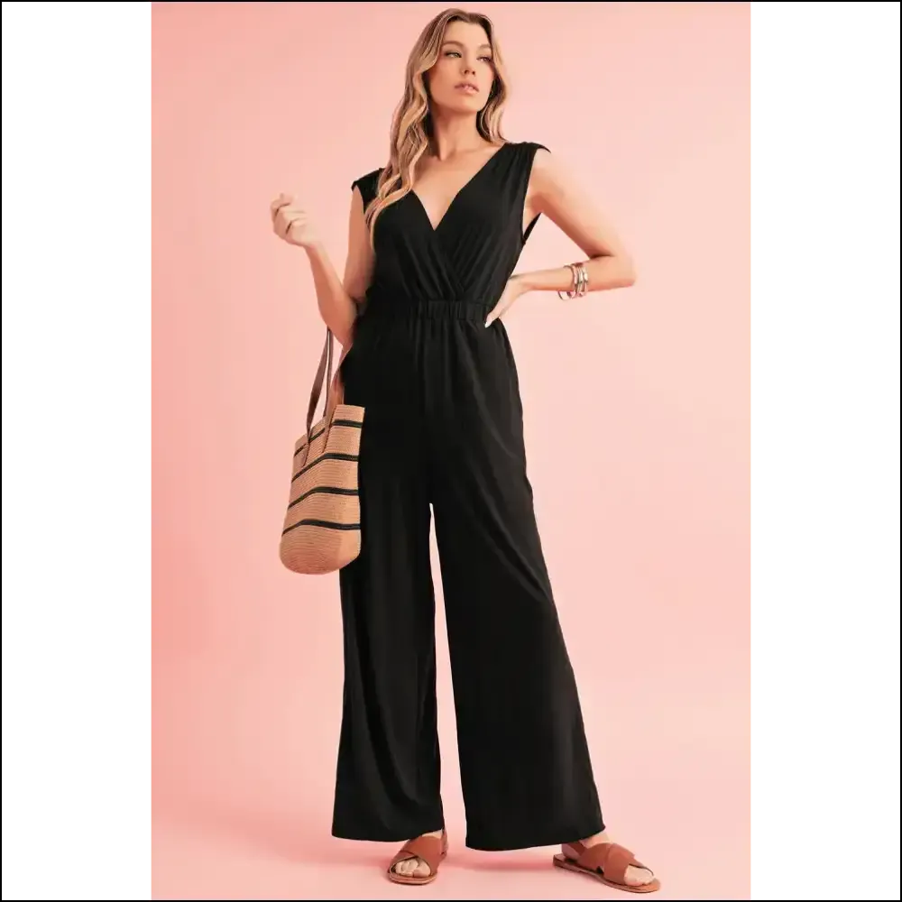 Deep v Pocketed Jumpsuit: Pants Optional ( Comfy) 😜
