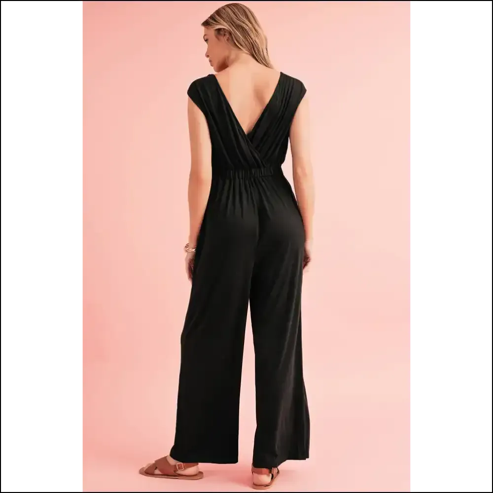 Deep v Pocketed Jumpsuit: Pants Optional ( Comfy) 😜