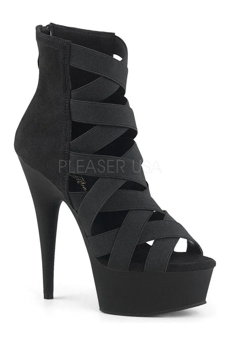DELIGHT-600-24 Platform Sandal  | Black Elastic