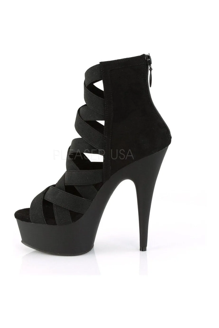 DELIGHT-600-24 Platform Sandal  | Black Elastic