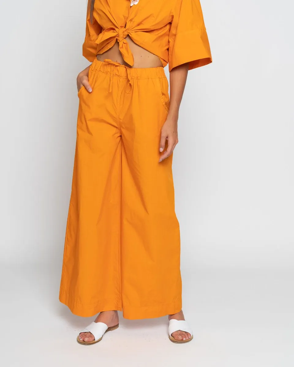 Drawstring Elastic Wide Leg Pant