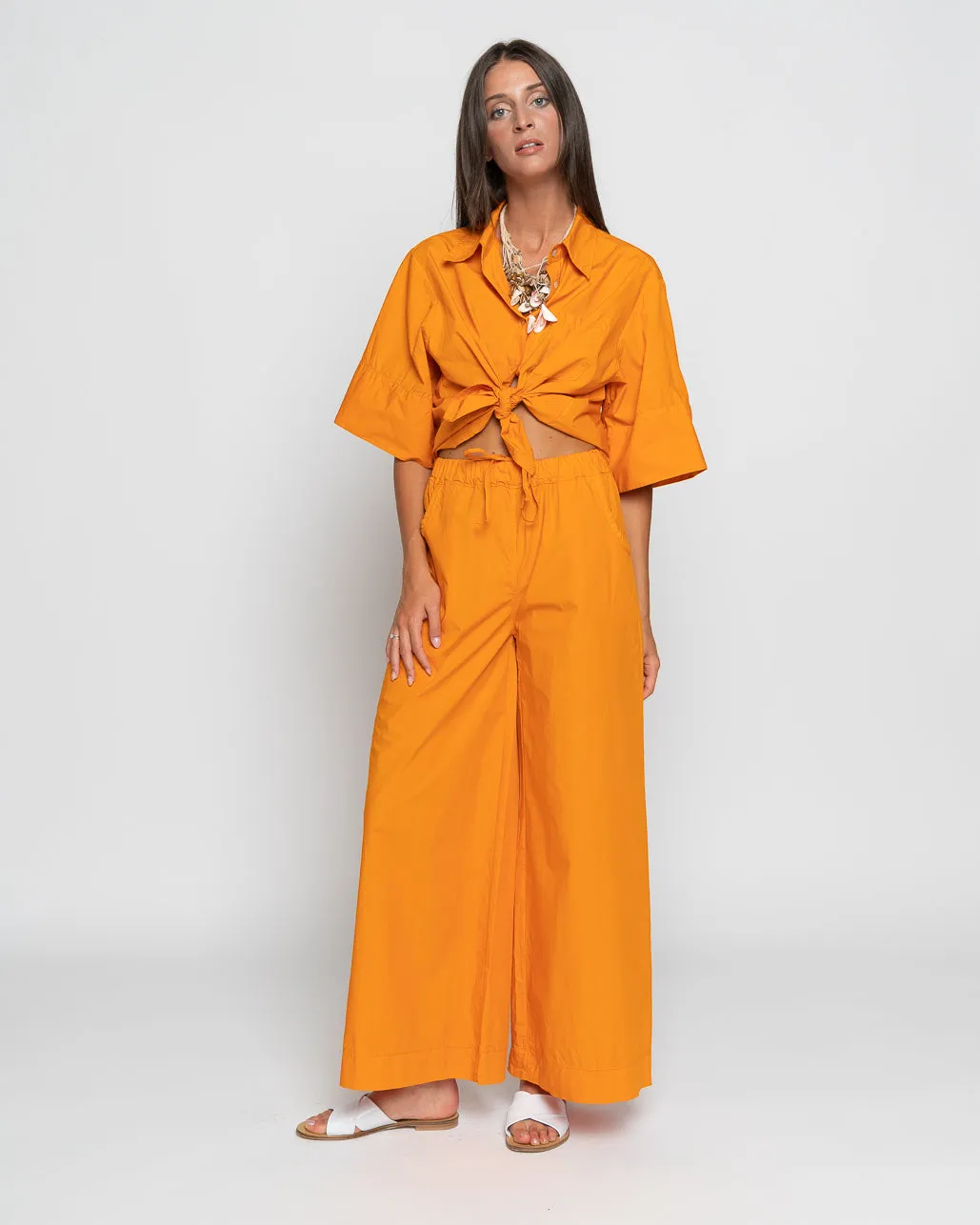 Drawstring Elastic Wide Leg Pant