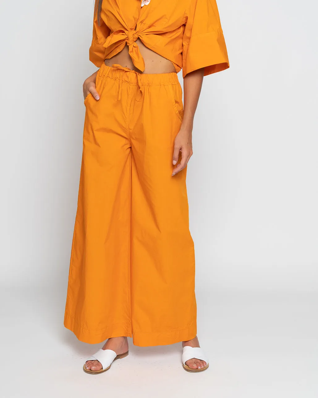 Drawstring Elastic Wide Leg Pant