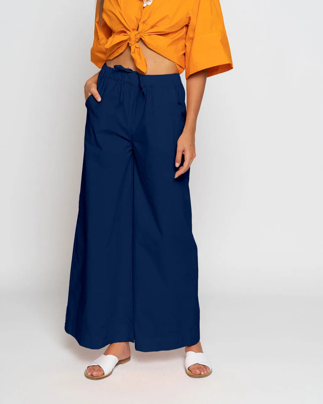 Drawstring Elastic Wide Leg Pant
