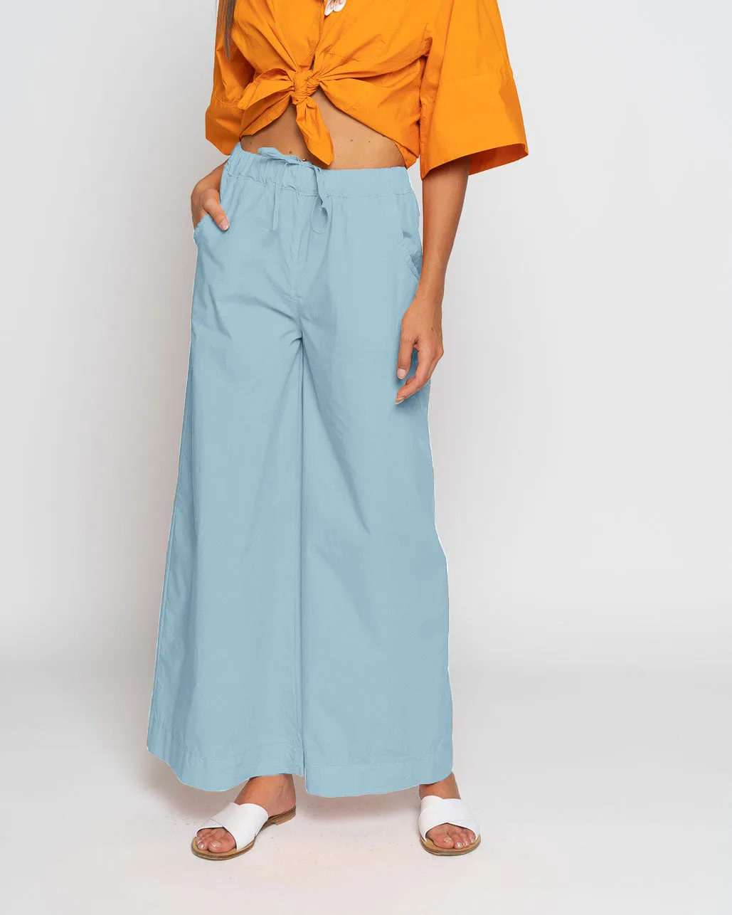 Drawstring Elastic Wide Leg Pant