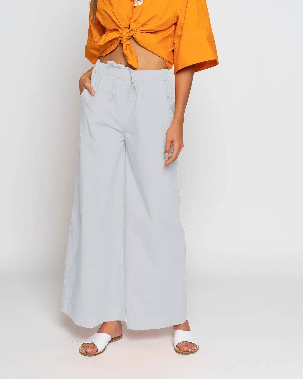 Drawstring Elastic Wide Leg Pant