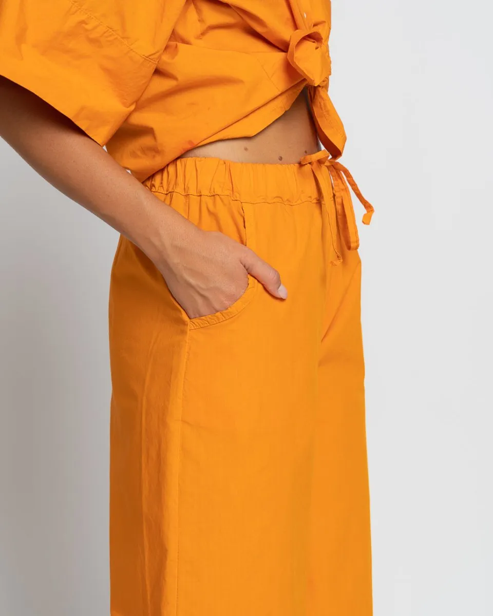 Drawstring Elastic Wide Leg Pant