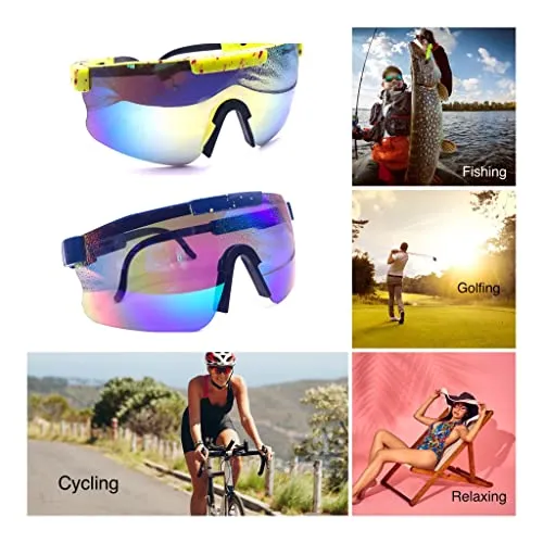DreamWeaversInc 2 Pairs of Lightweight Polarized UV Protection Sunglasses - UV400 Protection Polarized Sports Eyewear for Men Women with Blue and Yellow Lens – Baseball, Cycling, Fishing Glasses