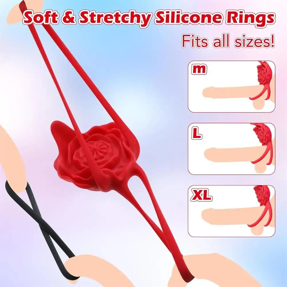 Dual Loop Rose Cock Ring Couples Vibrator with 10 Vibrations #Real Couples #Doggystyle #Erection