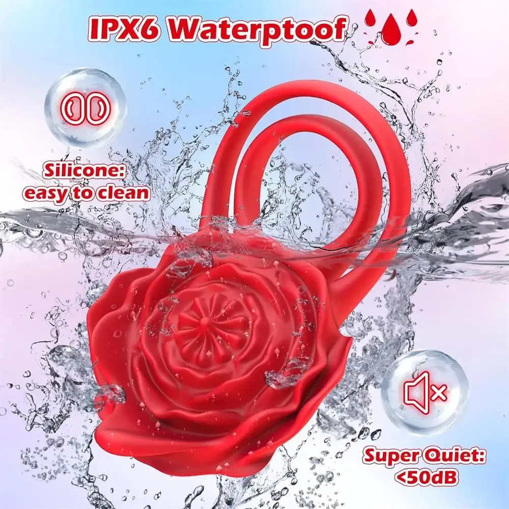 Dual Loop Rose Cock Ring Couples Vibrator with 10 Vibrations #Real Couples #Doggystyle #Erection
