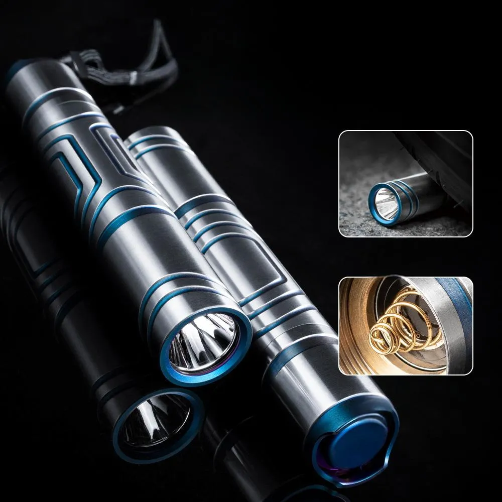 EDC Titanium Alloy Mini Flashlight Rechargeable Fishing Outdoor Waterproof Camping Lighting EDC Tools