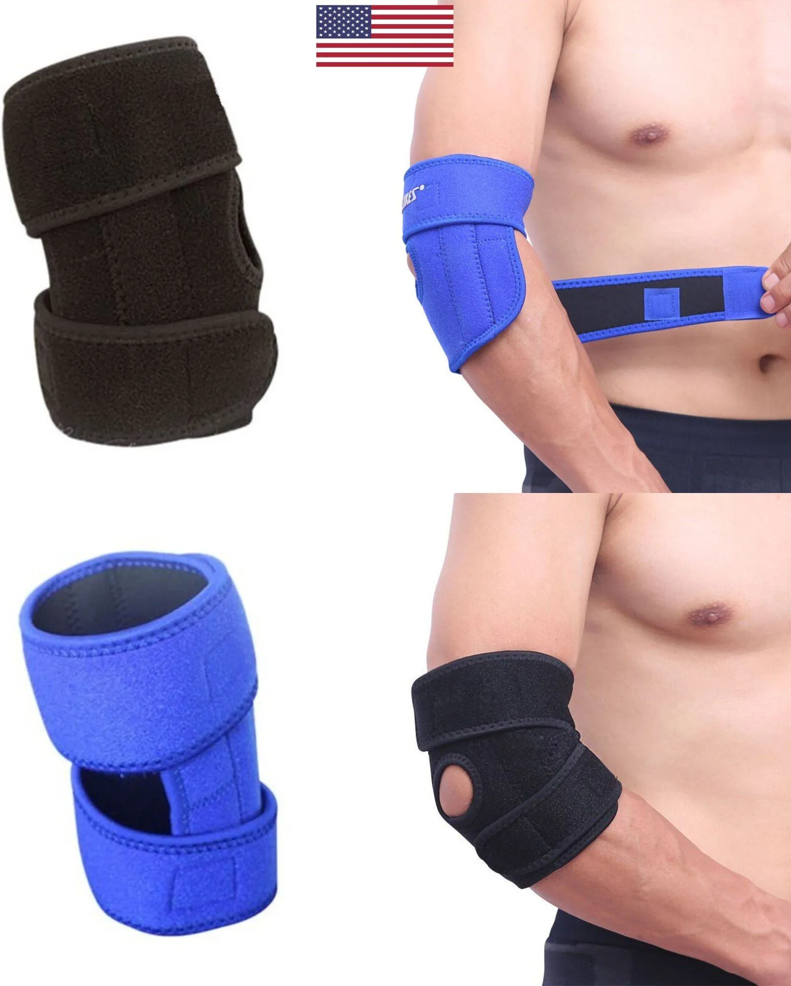 Elbow Brace Support with Adjustable Stabilizer Straps