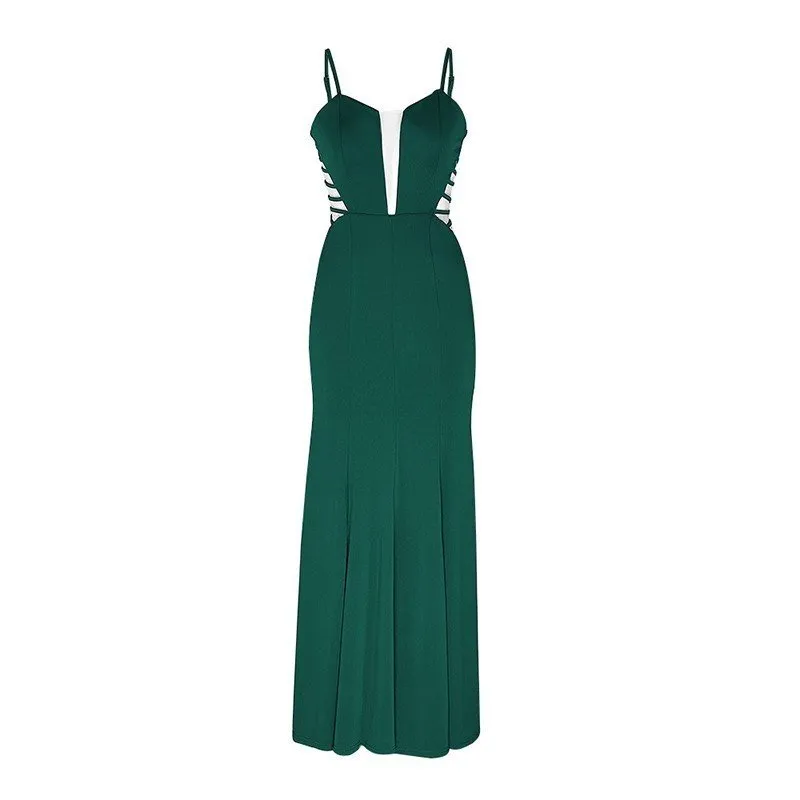 Elegant Green Spaghetti-Straps Mermaid Prom Dresses DN1406