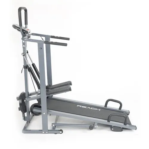 ELEV8 by Reach T-100 Manual Treadmill for Home Gym | 4 in 1 (Jogger, Twister, Stepper & Push-up bar) Foldable Treadmill | 3 Level Manual Incline | for Full Body Workouts | Max Weight 120 Kgs