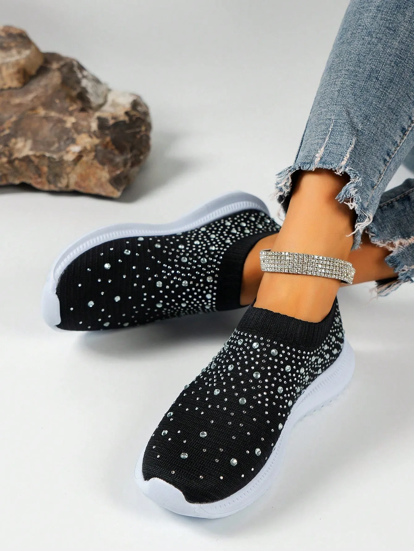 Fabric Upper With Rhinestone Embellishment Sneakers