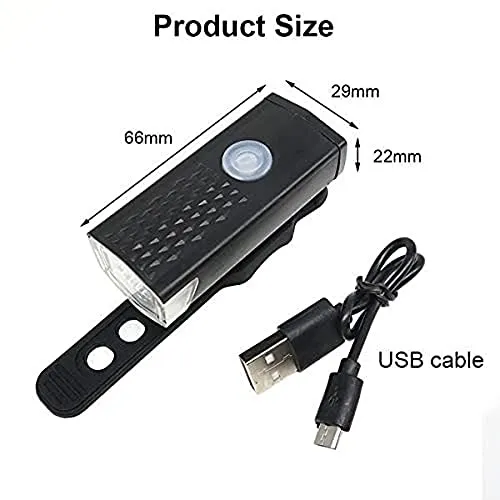 FABSPORTS Aluminum USB Rechargeable LED Bike/Bicycle Light Set, High Bright Front Light and Back Light, 3 Light Modes, Portable, Waterproof Headlamp (Black)