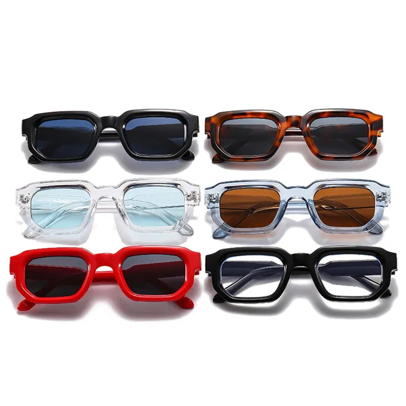 Fashion Square Sunglasses  Vintage Blue Tea Punk Men Sun Glasses