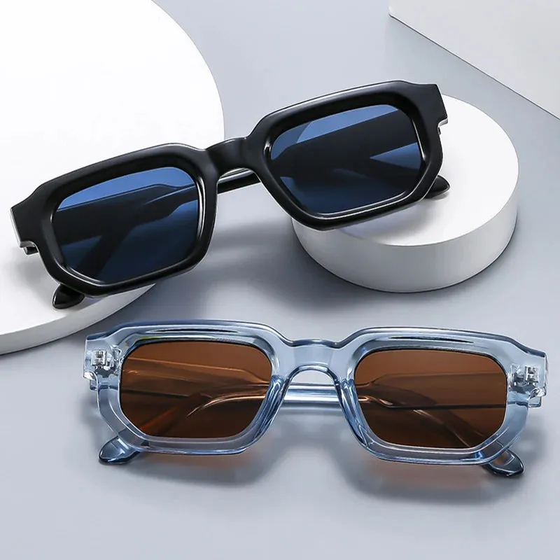 Fashion Square Sunglasses  Vintage Blue Tea Punk Men Sun Glasses