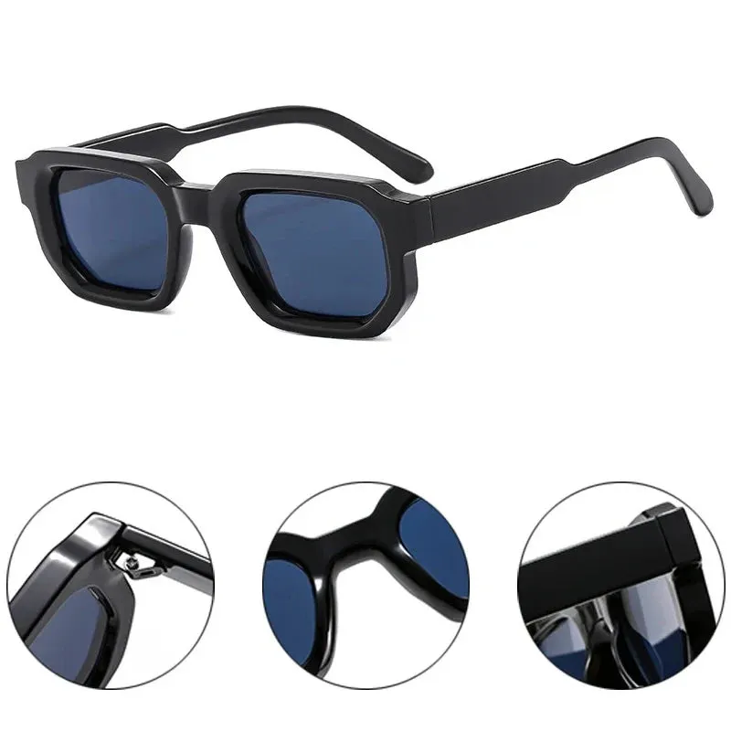 Fashion Square Sunglasses  Vintage Blue Tea Punk Men Sun Glasses