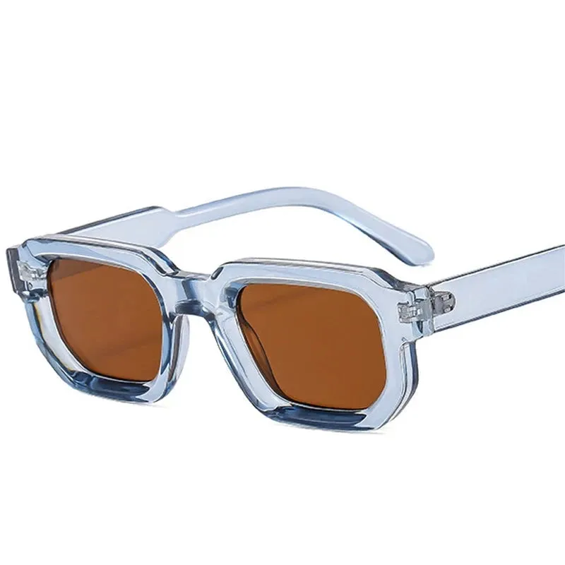 Fashion Square Sunglasses  Vintage Blue Tea Punk Men Sun Glasses