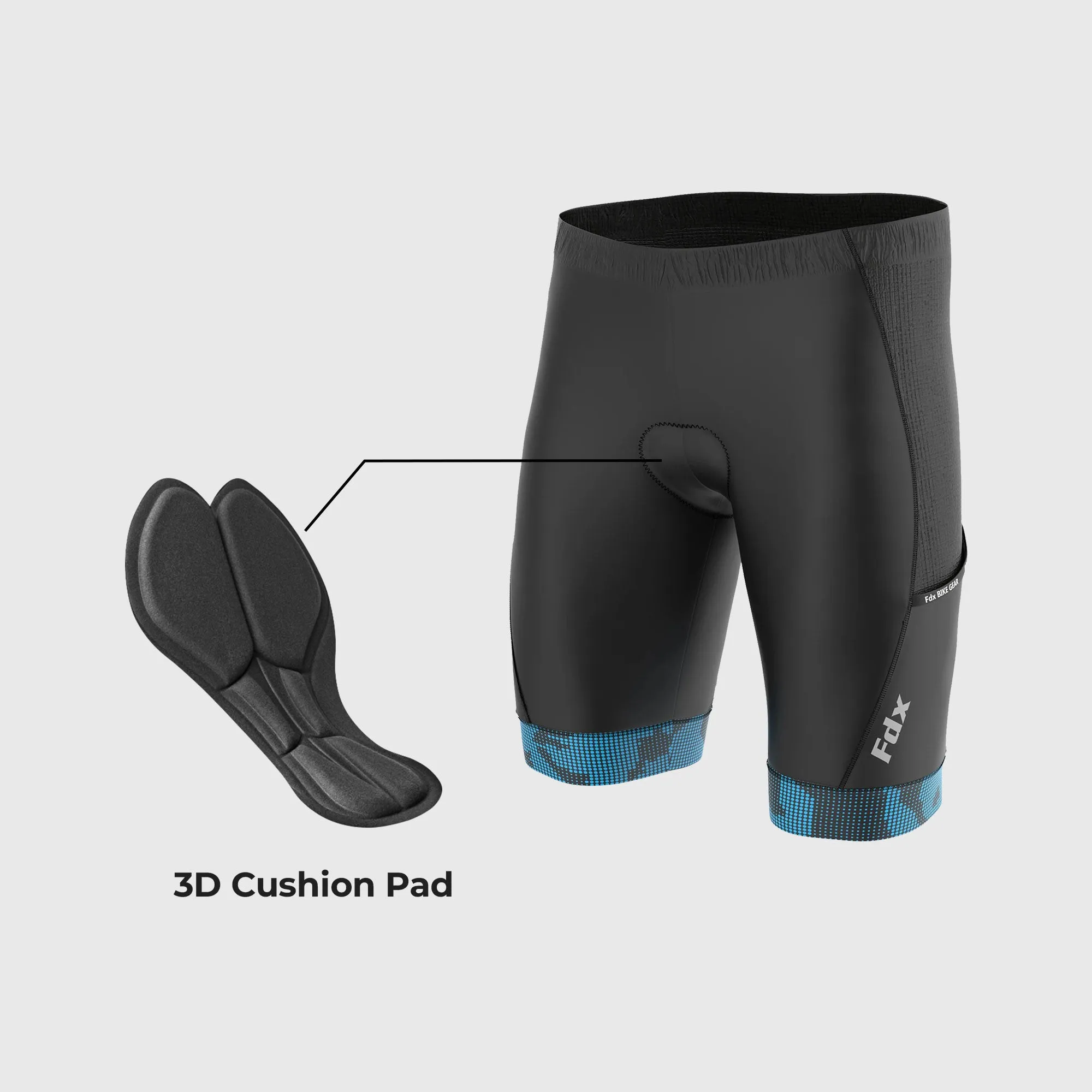 Fdx All Day Blue Men's & Boy's Padded Summer Cycling Shorts