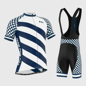 Fdx Men's & Boy's Set Equin White Short Sleeve Summer Cycling Jersey & Bib Shorts