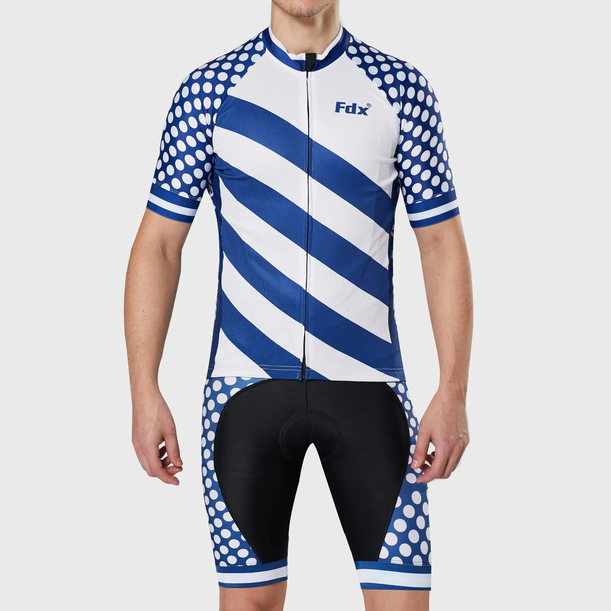 Fdx Men's & Boy's Set Equin White Short Sleeve Summer Cycling Jersey & Bib Shorts