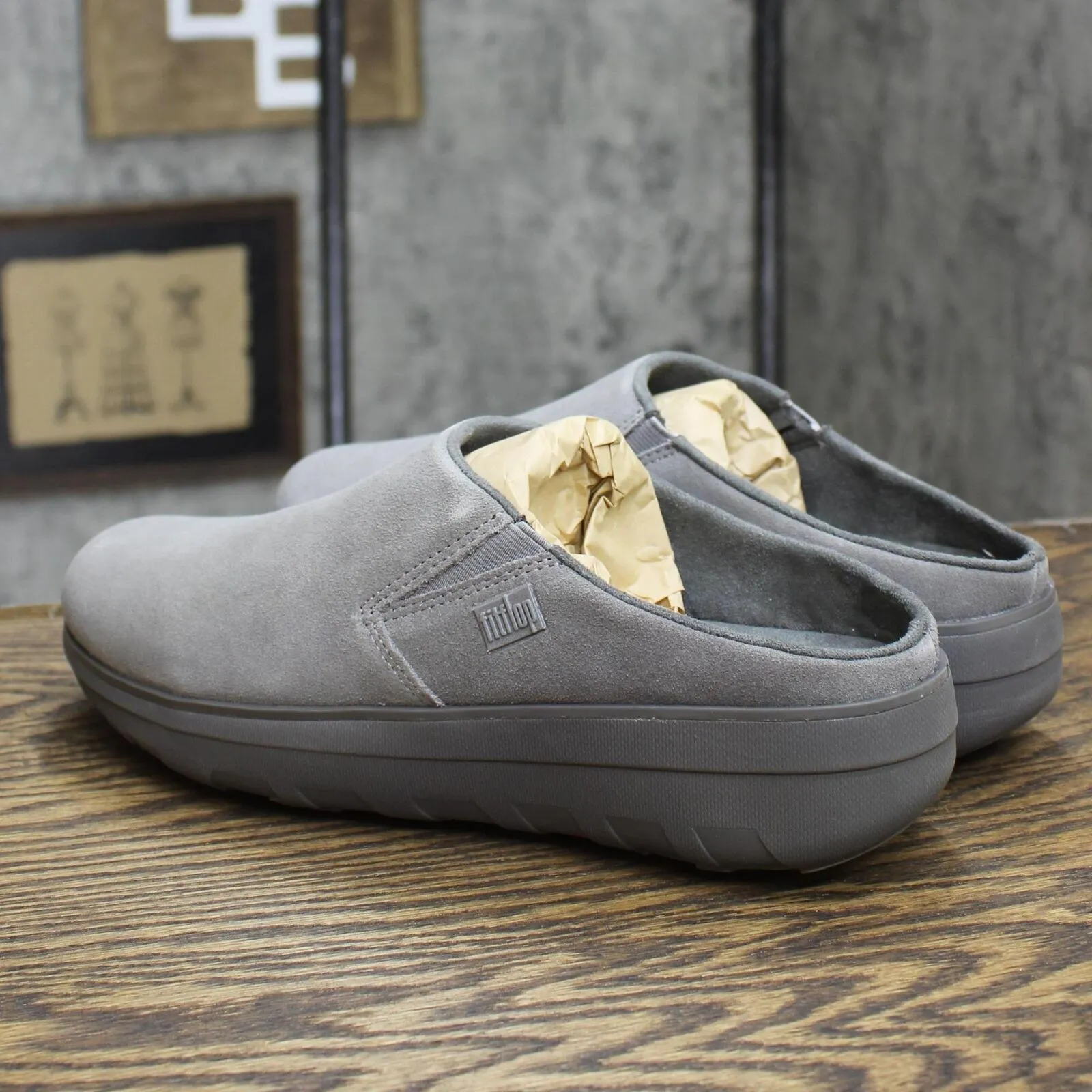 Fitflop Womens Loaff Suede Clogs Slip On Shoes B80 Gray 8M