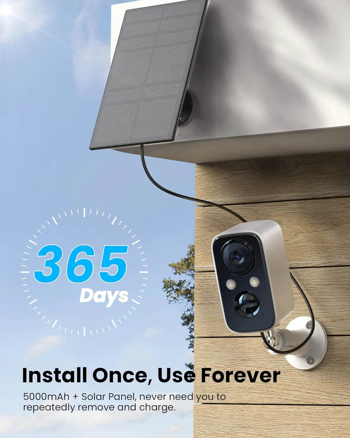 FOAOOD Security Cameras Wireless Outdoor with Solar Panel Cameras for Home Security, Home Camera with Color Night Vision, PIR Human Detection, 2-Way Talk, IP66 Waterproof (2 Pack - White)