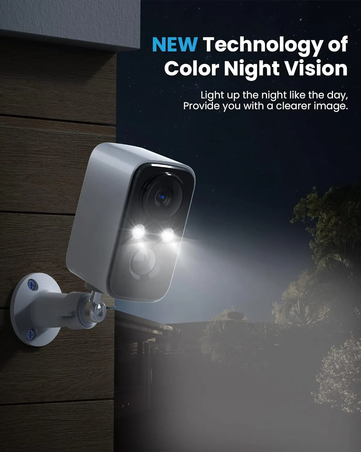 FOAOOD Security Cameras Wireless Outdoor with Solar Panel Cameras for Home Security, Home Camera with Color Night Vision, PIR Human Detection, 2-Way Talk, IP66 Waterproof (2 Pack - White)
