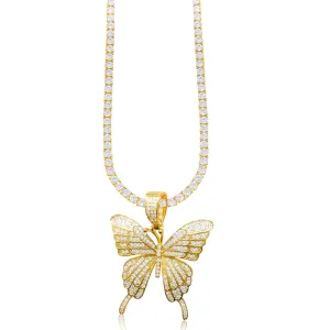 GOLD BUTTERFLY TENNIS NECKLACE