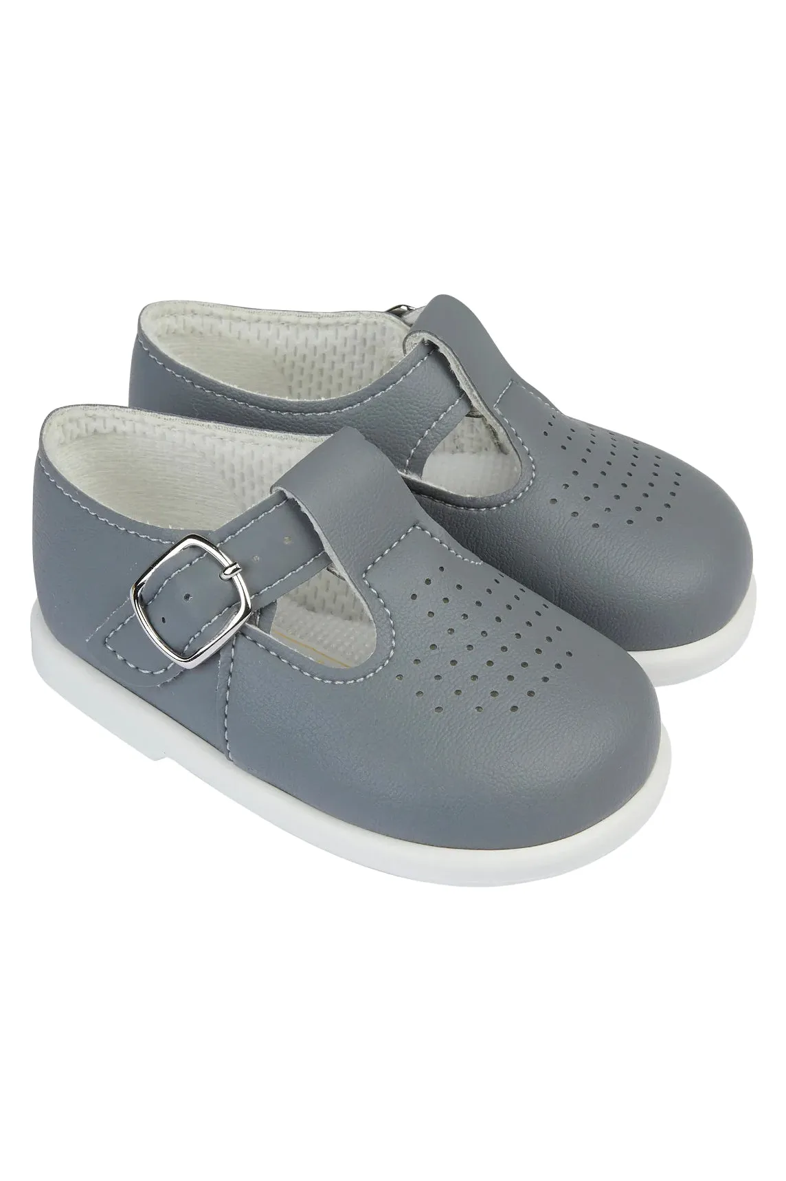 Grey T-Bar Hard Sole Shoes