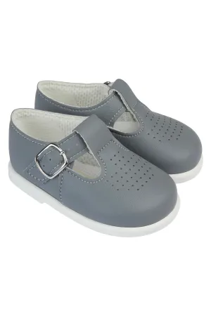 Grey T-Bar Hard Sole Shoes