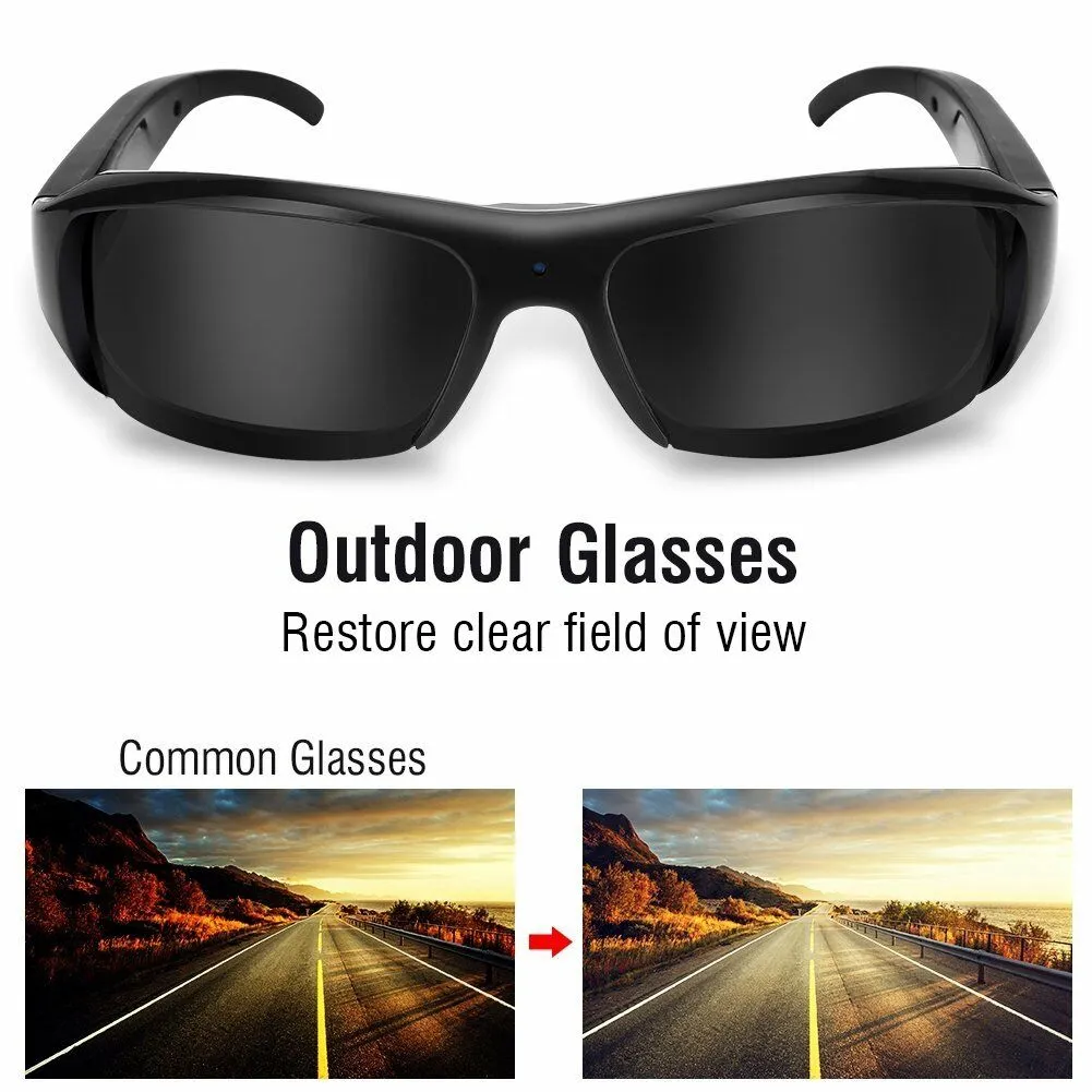 HD Mini Camera Sunglasses Glasses Eyewear Audio Video Recorder DVRs Black